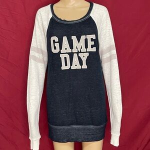 Maurices Raglan "Game Day" Oversized Burnout Knit Tunic Medium